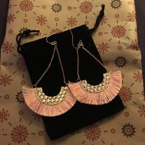 Light Peach Dangling Tassel Earrings